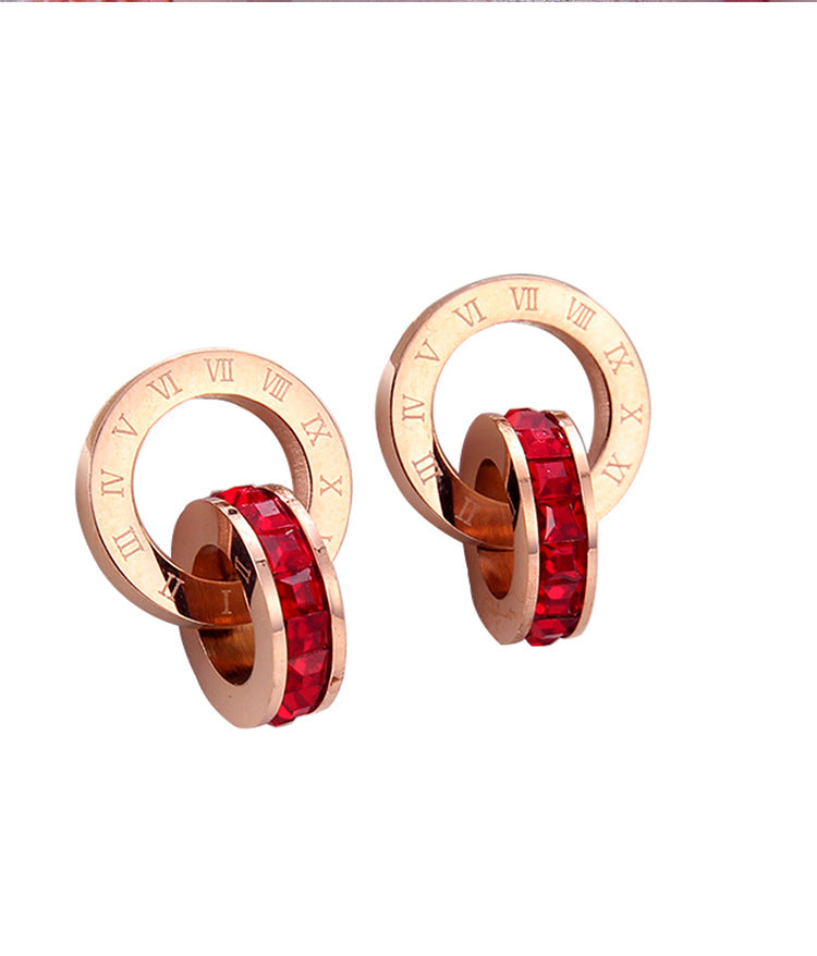 Titanium Double Ring Diamonds Earrings