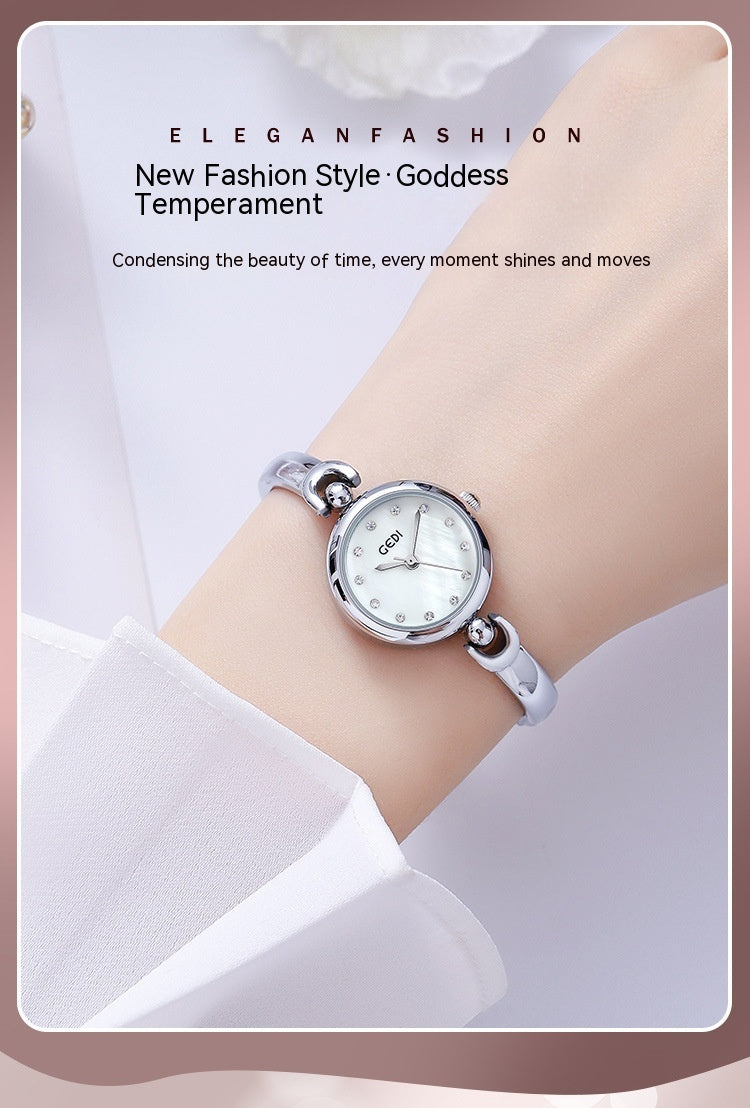 Exquisite Round Dial Bangle Quartz Watch - Kaldas Online Shopping