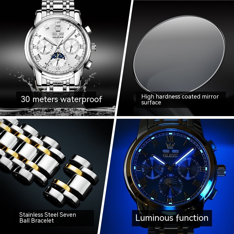 Multifunctional Automatic Waterproof Watch for Men - Kaldas Online Shopping