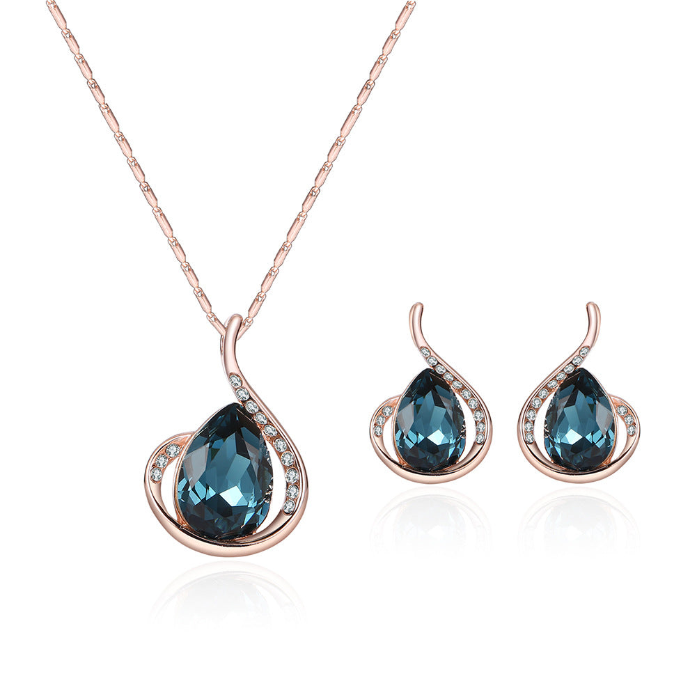 Crystal Necklace And Earrings Two-piece Jewelry Set - Kaldas Online Shopping