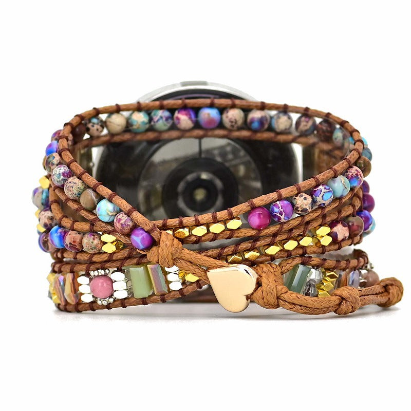 Boho Wrapped Stone Bead Woven Watch Band - Kaldas Online Shopping