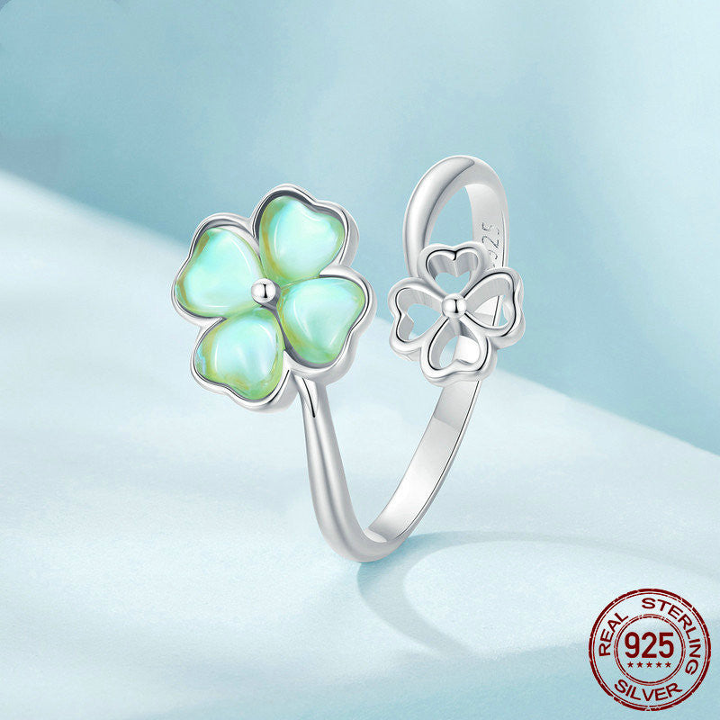 Lucky Four-Leaf Clover Ring Sterling Silver - Kaldas Online Shopping