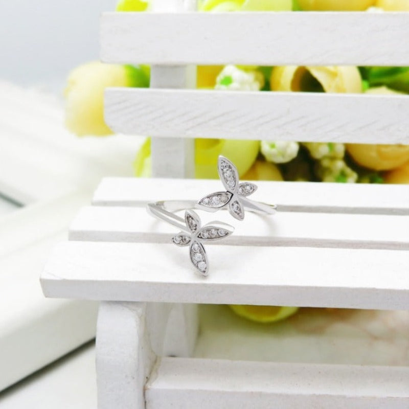 Sterling Silver Adjustable Butterfly Ring - Kaldas Online Shopping