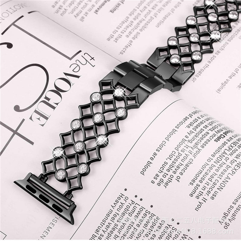Stainless Steel Diamond Yuanbao Steel Band Chain Watch Band - Kaldas Online Shopping