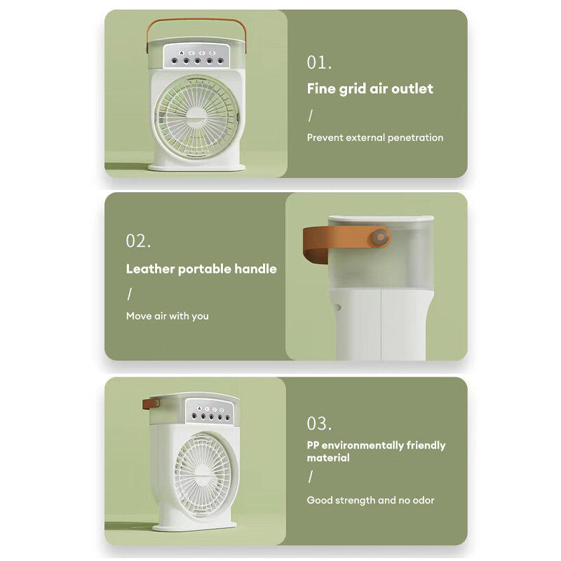 Portable USB Air Cooler with Sprays, Colorful Light, and Humidifier