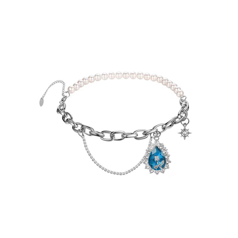 Rhinestone Pearl Necklace - Kaldas Online Shopping