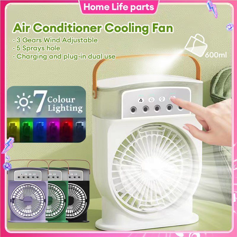 Portable USB Air Cooler with Sprays, Colorful Light, and Humidifier