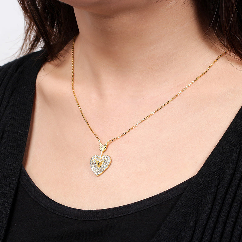 Silver Diamond Heart Shaped Necklace - Kaldas Online Shopping