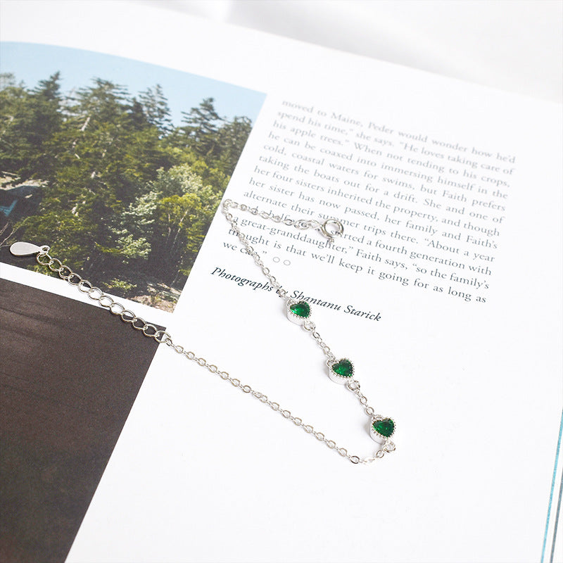 S925 Sterling Silver Retro Emerald Bracelet