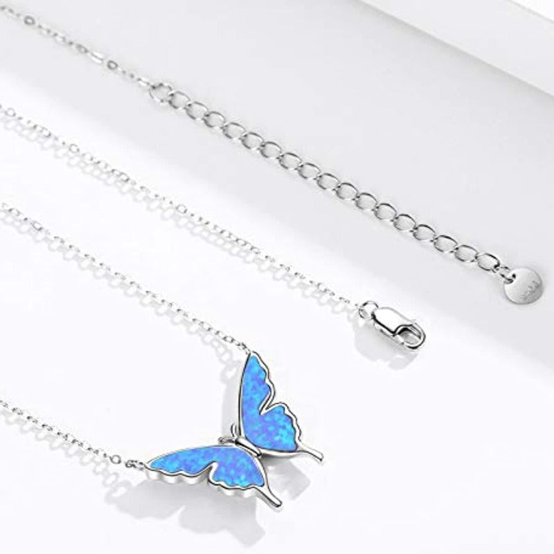 925 Sterling Silver Opal Butterfly Necklace - Kaldas Online Shopping
