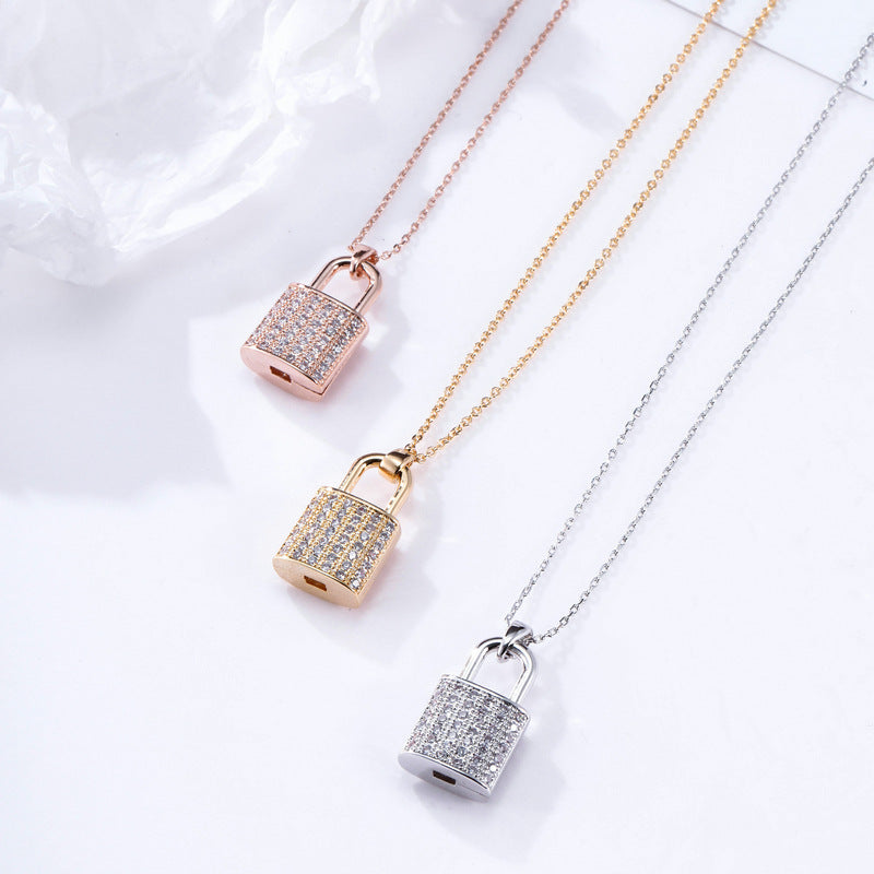 Zircon Lock Necklace - Kaldas Online Shopping