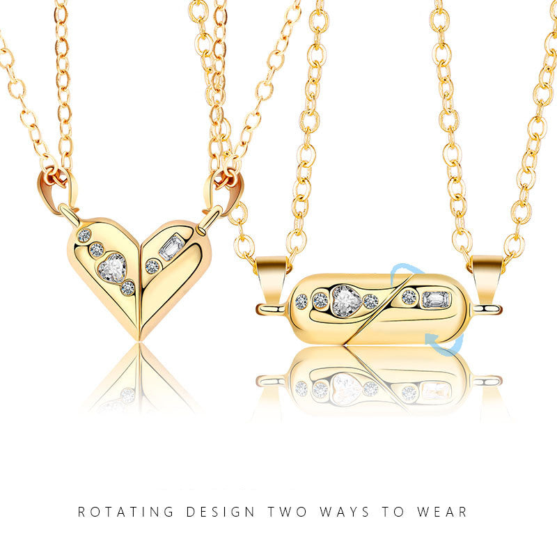 Magnet Heart shape Rotating Necklace - Kaldas Online Shopping