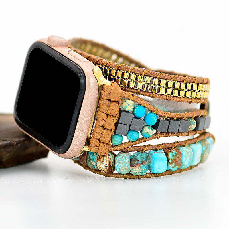 Large Turquoise Bead Boho Watch Band - Kaldas Online Shopping