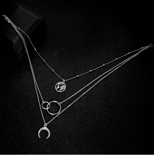 Multilayer Moon Map Necklace - Kaldas Online Shopping