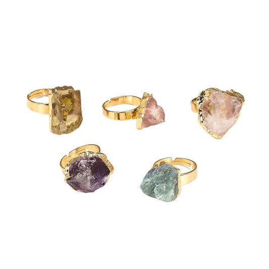 Natural Crystal Plating Rough Stone Ring - Kaldas Online Shopping