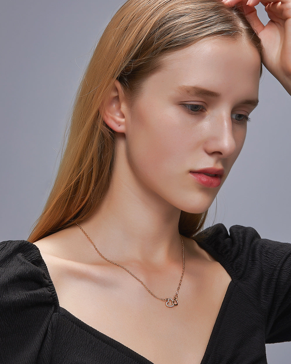 Double Peach Heart Necklace - Kaldas Online Shopping