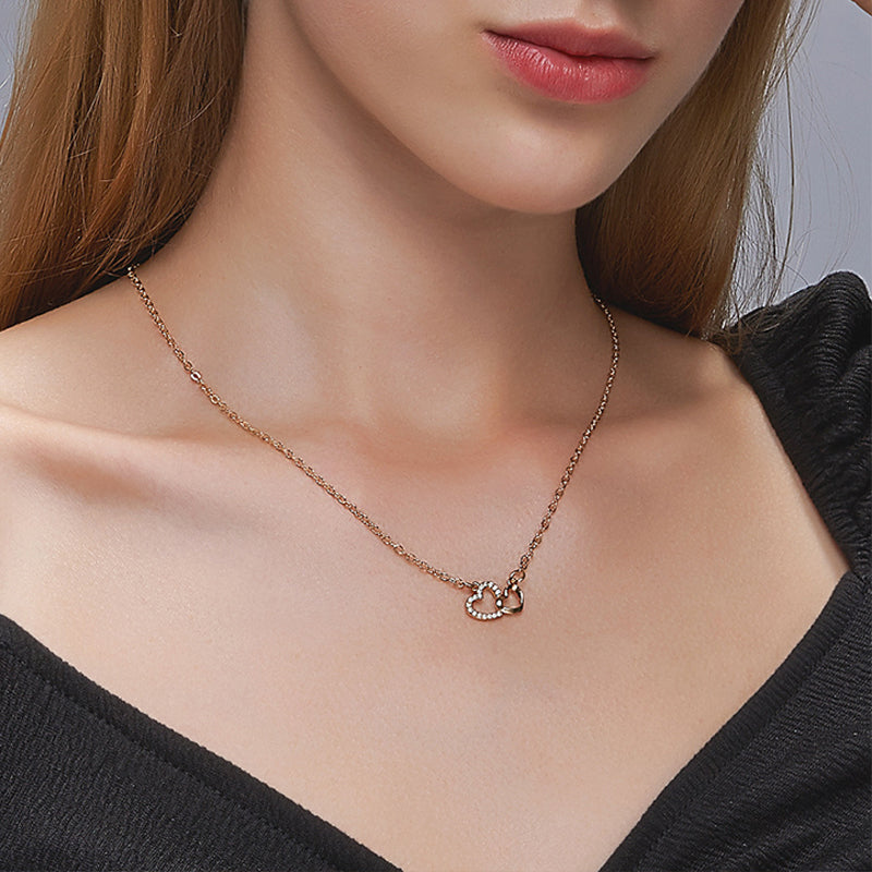 Double Peach Heart Necklace - Kaldas Online Shopping