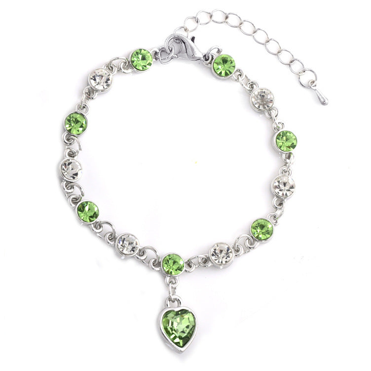 Alloy Peach Heart Crystal Bracelet