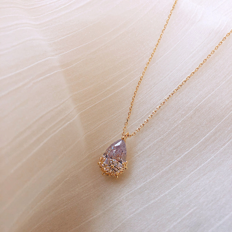Crystal Water Drop Necklace - Kaldas Online Shopping