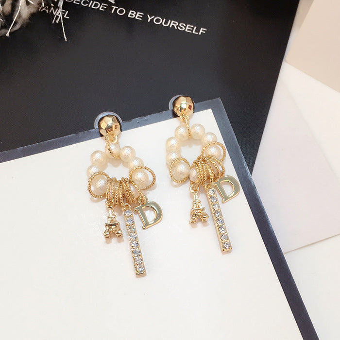 Pearl D-shaped earrings - Kaldas Online Shopping