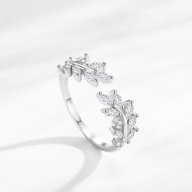 S925 Silver Shiny Leaves Ring - Kaldas Online Shopping