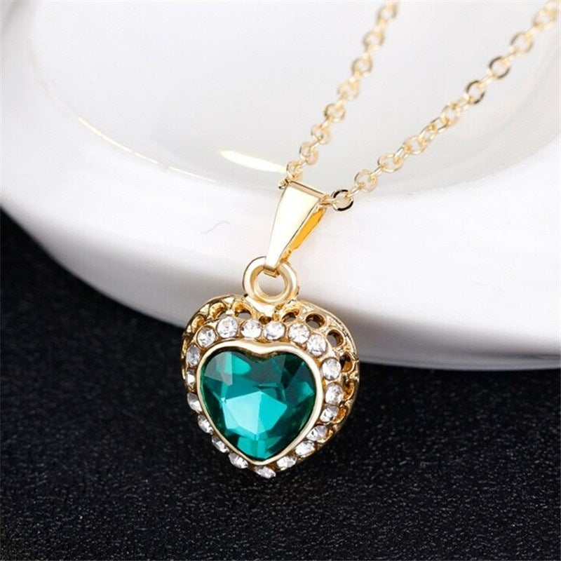 Peach Heart Rhinestone Jewelry Set