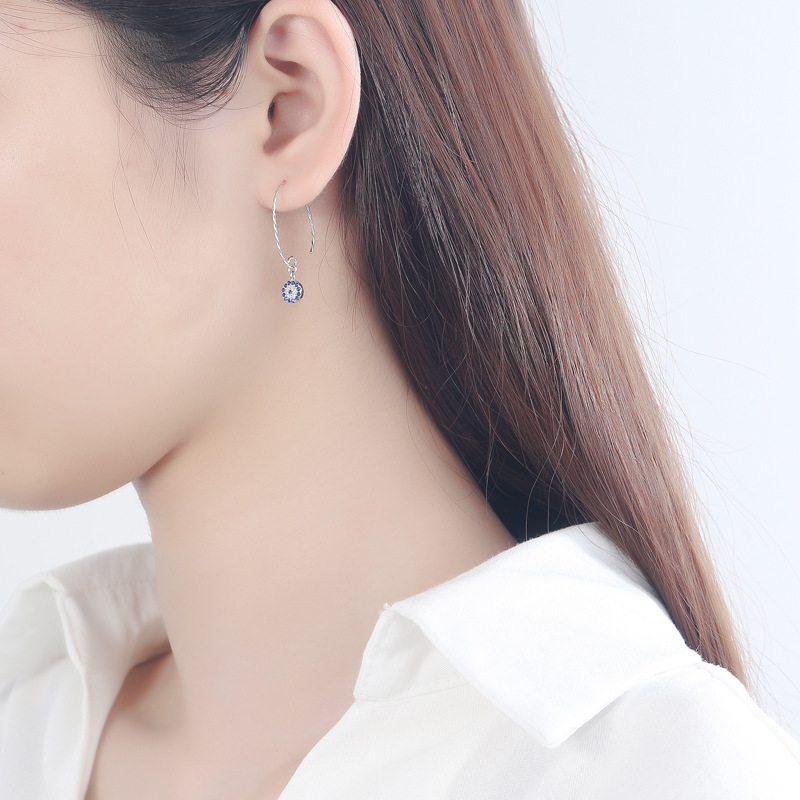 Sterling Silver Zircon Needle Earrings - Kaldas Online Shopping