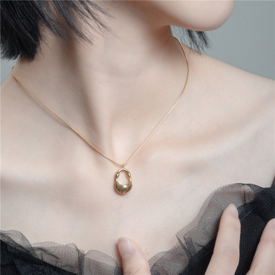 Stainless Steel Hollow Oval Necklace - Kaldas Online Shopping