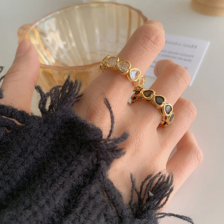 Retro Heart-shaped Zircon Ring - Kaldas Online Shopping