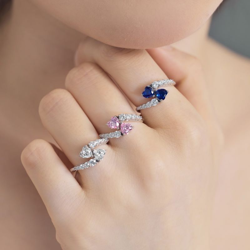 S925 Sterling Silver Blue Heart-Shaped Zircon Ring - Kaldas Online Shopping
