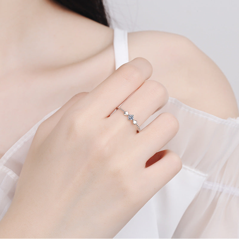 S925 Sterling Silver Heart Wave Ring