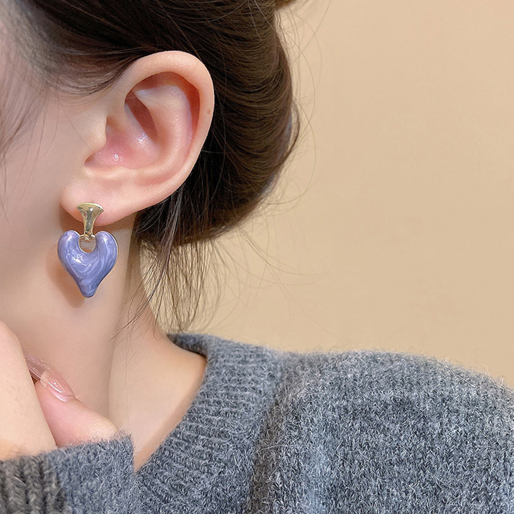 Enamel Heart Dangle Earrings - Kaldas Online Shopping