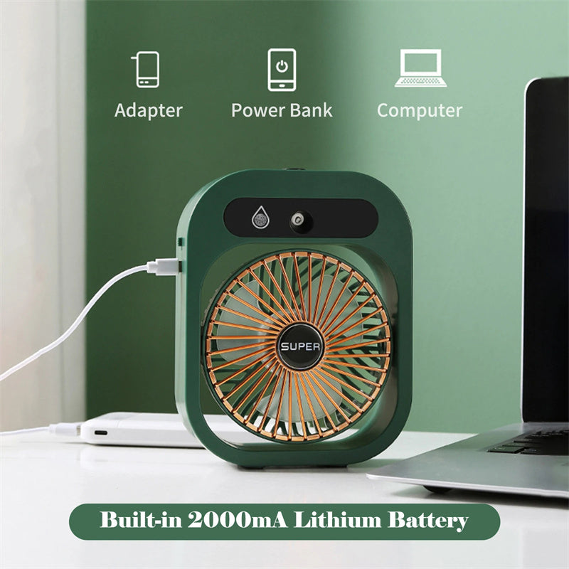 USB Rechargeable Desk Misting Fan with Humidifier and 3 Wind Speeds - Kaldas Online Shopping