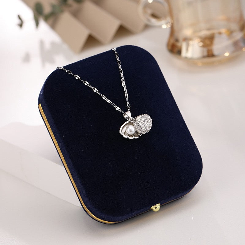 Shell Pearl Rhinestones Necklace - Kaldas Online Shopping