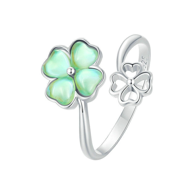 Lucky Four-Leaf Clover Ring Sterling Silver - Kaldas Online Shopping