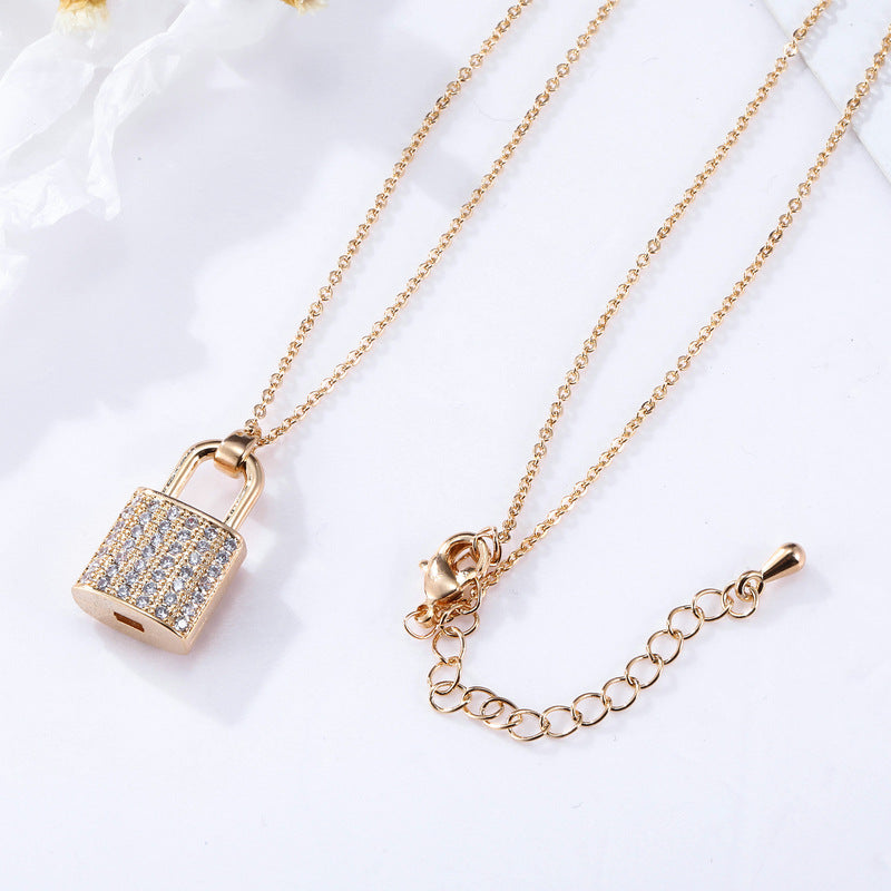 Zircon Lock Necklace - Kaldas Online Shopping