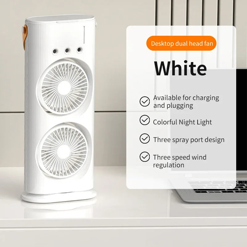 Double-Ended Portable Spray Fan & Humidifier: Compact Air Cooler & Conditioner