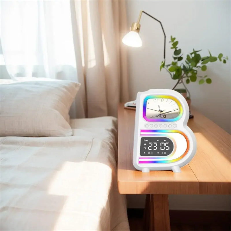 B-Shaped Bluetooth Speaker with Wireless Charger and Rhythm Lighting
