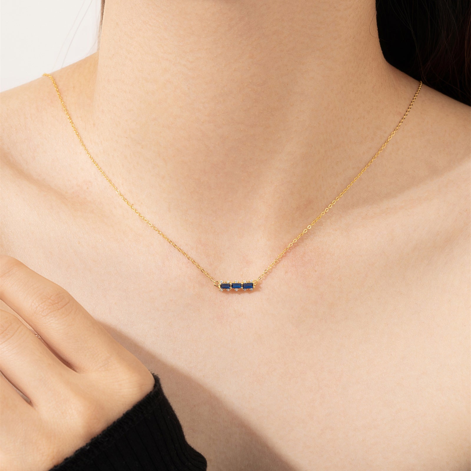 S925 Silver Colored Gem Necklace - Kaldas Online Shopping