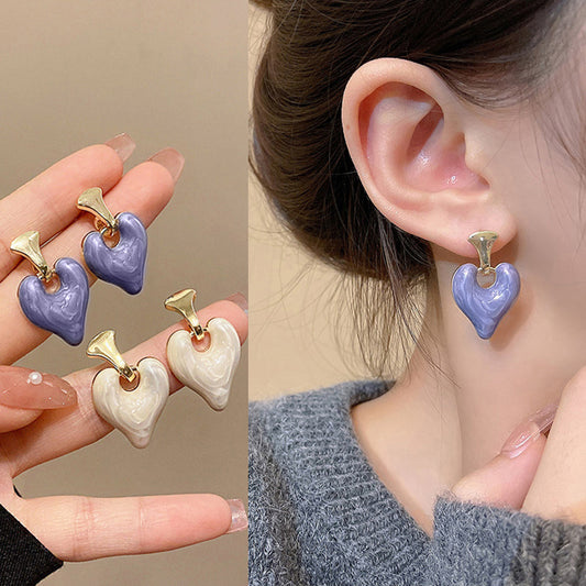 Enamel Heart Dangle Earrings - Kaldas Online Shopping