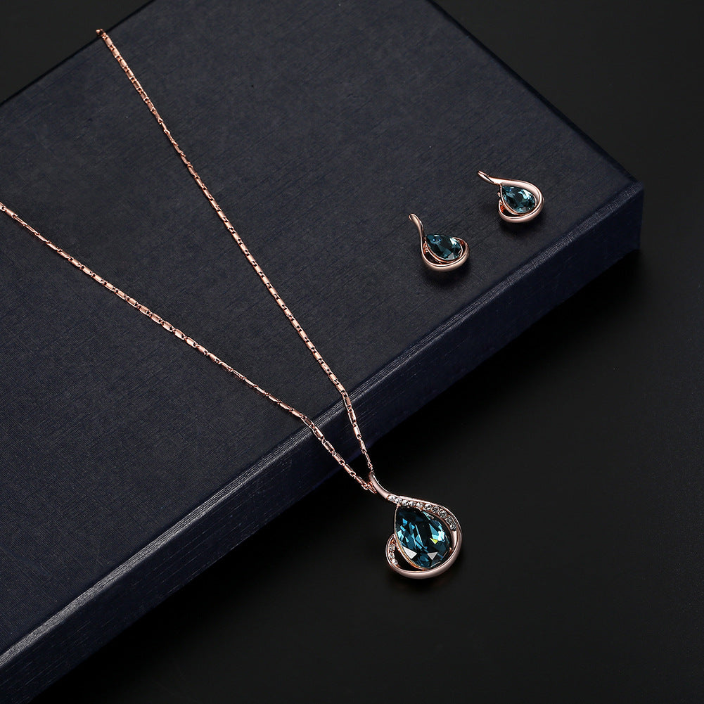 Crystal Necklace And Earrings Two-piece  Jewelry Set - Kaldas Online Shopping