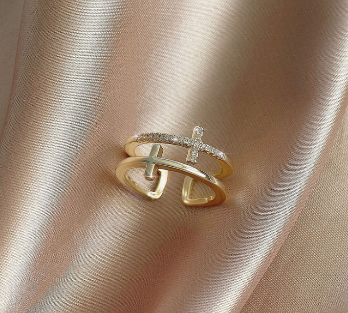 Double Cross Miniature Ring - Kaldas Online Shopping