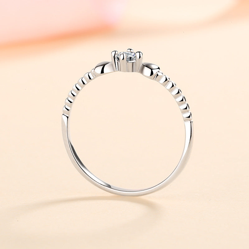 S925 Sterling Silver Heart Wave Ring
