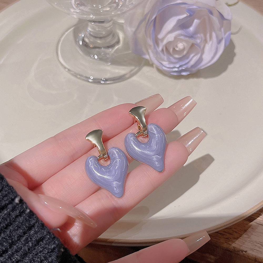 Enamel Heart Dangle Earrings - Kaldas Online Shopping