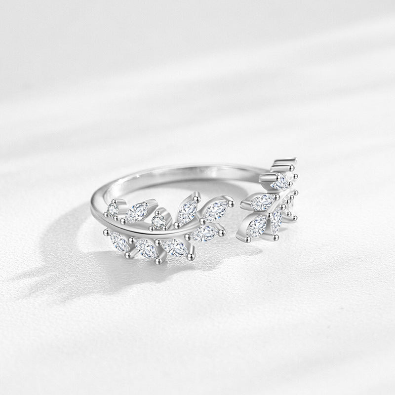 S925 Silver Shiny Leaves Ring - Kaldas Online Shopping