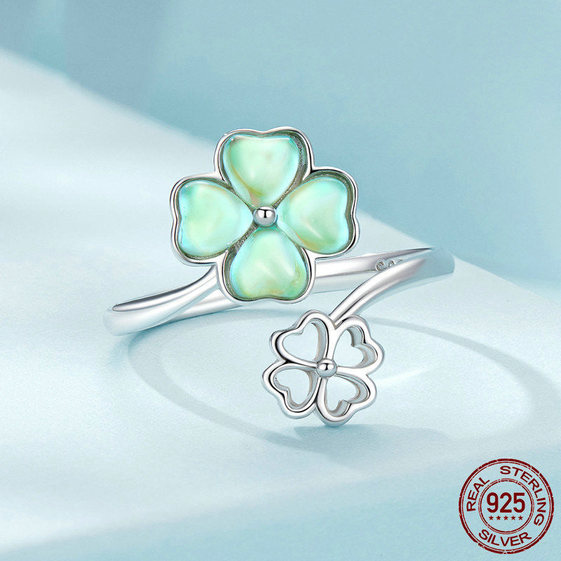 Lucky Four-Leaf Clover Ring Sterling Silver - Kaldas Online Shopping