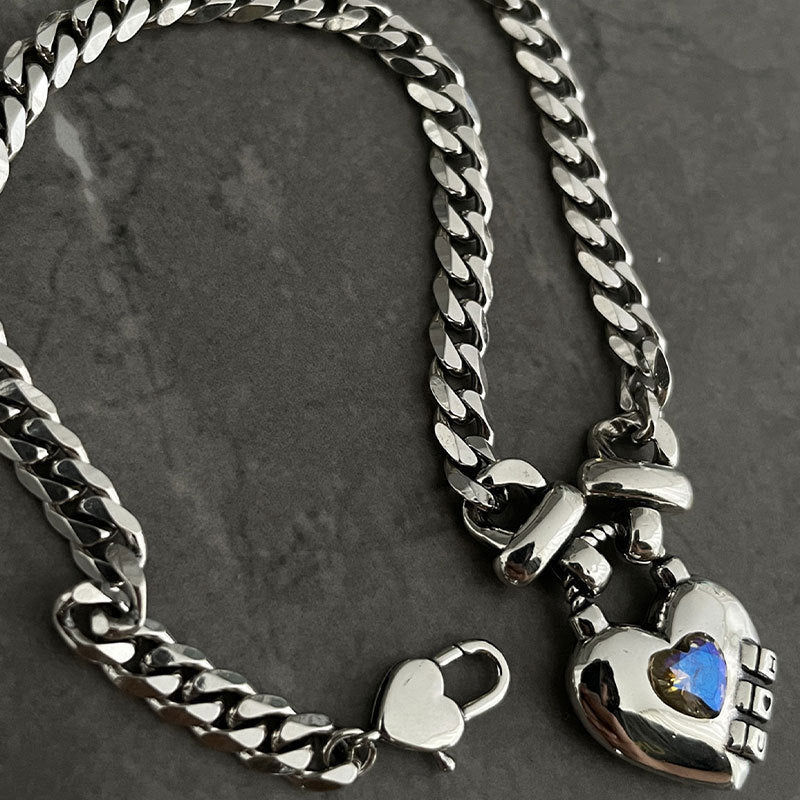 Thai Silver-Plated Heart Sweater Necklace