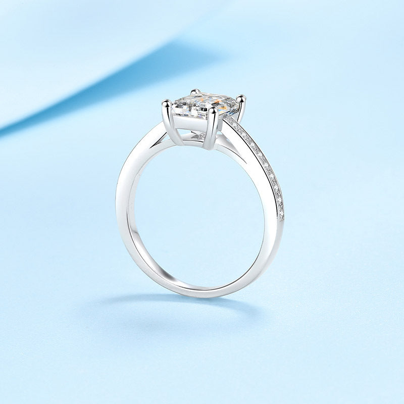 S925 Silver Rectangular Moissanite Ring