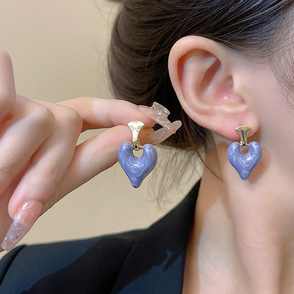 Enamel Heart Dangle Earrings - Kaldas Online Shopping