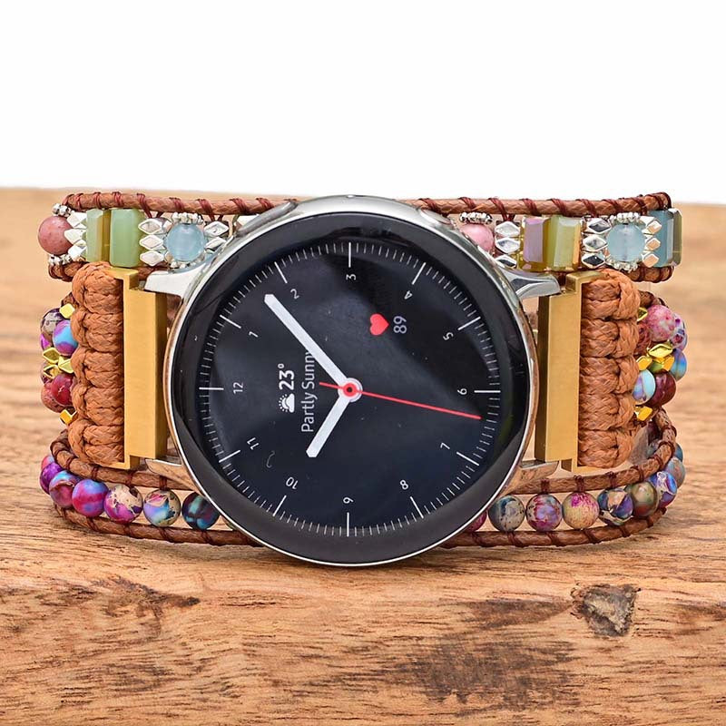 Boho Wrapped Stone Bead Woven Watch Band - Kaldas Online Shopping